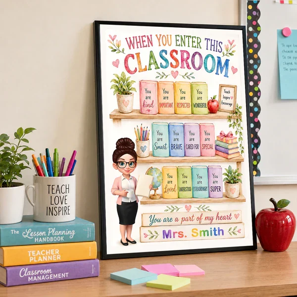 Personalized Teacher Poster, Colorful Classroom Affirmation Wall Art, Unique Creative Gift for Teacher - Image 3
