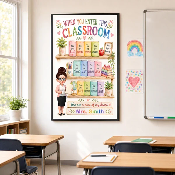 Personalized Teacher Poster, Colorful Classroom Affirmation Wall Art, Unique Creative Gift for Teacher - Image 5