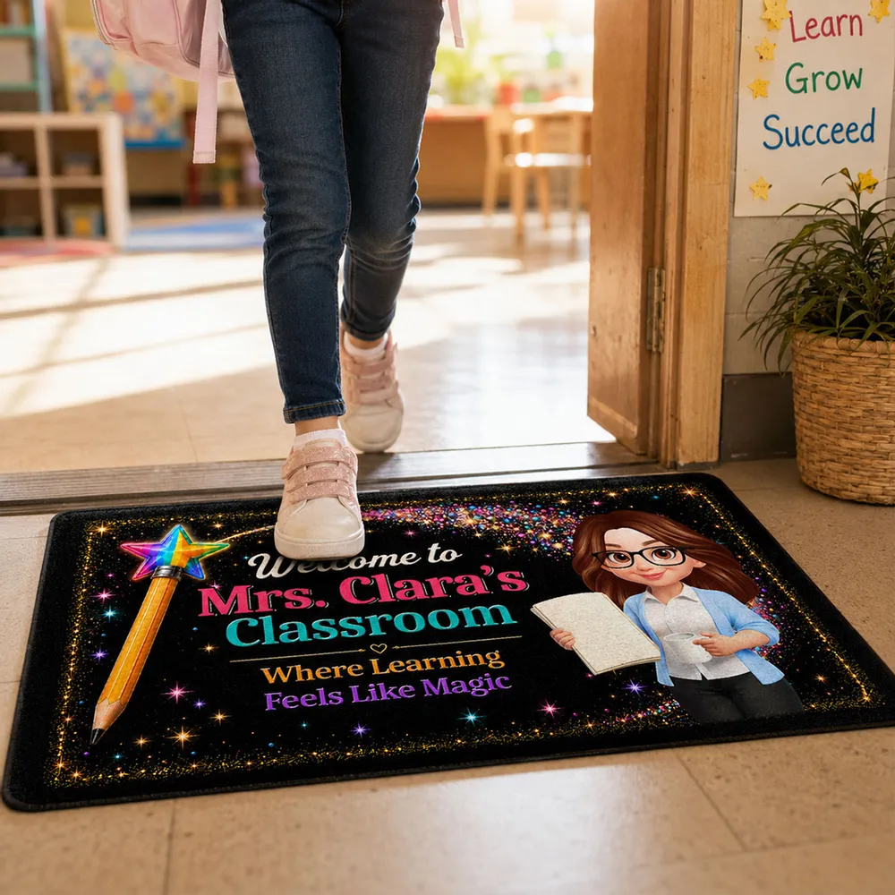 Personalized Teacher Doormat, Classroom Welcome With Pencil Wand, Unique Creative Gift for Back to School - Image 2