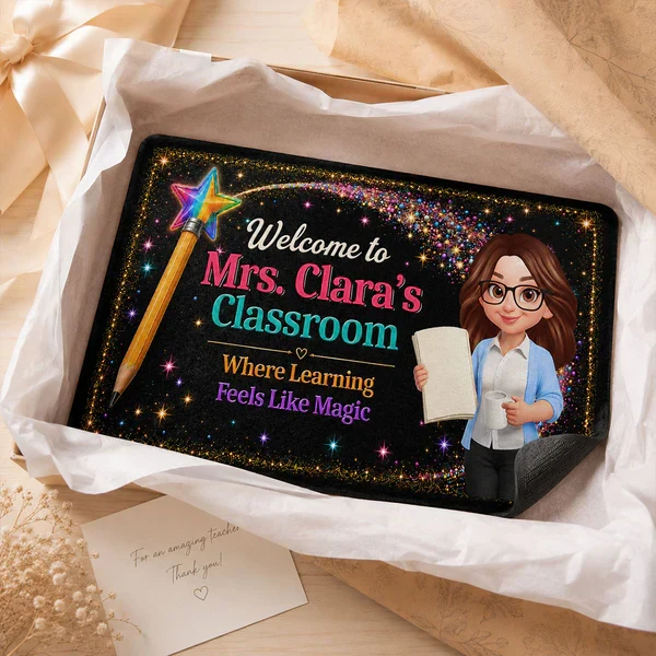 Personalized Teacher Doormat, Classroom Welcome With Pencil Wand, Unique Creative Gift for Back to School - Image 3