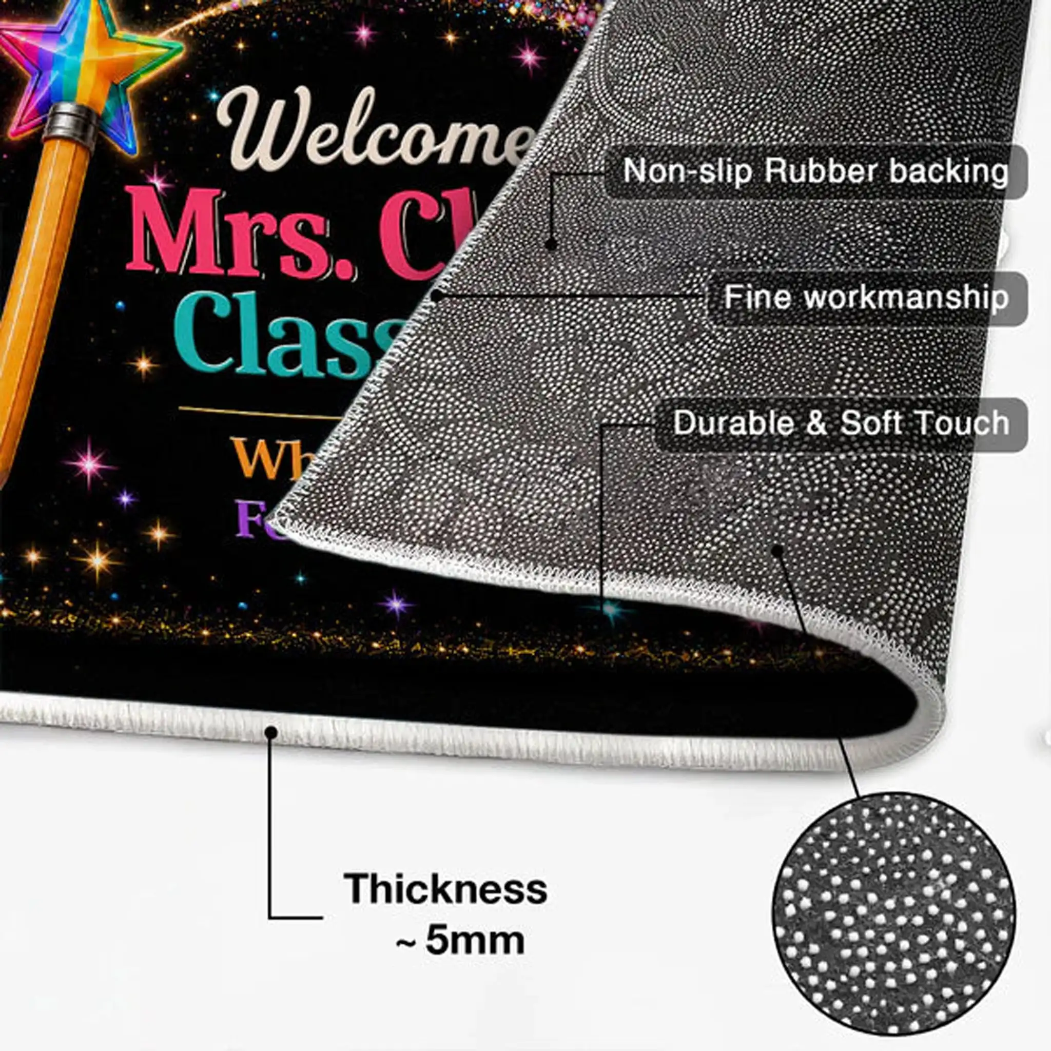 Personalized Teacher Doormat, Classroom Welcome With Pencil Wand, Unique Creative Gift for Back to School - Image 4