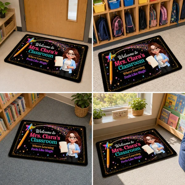 Personalized Teacher Doormat, Classroom Welcome With Pencil Wand, Unique Creative Gift for Back to School - Image 6