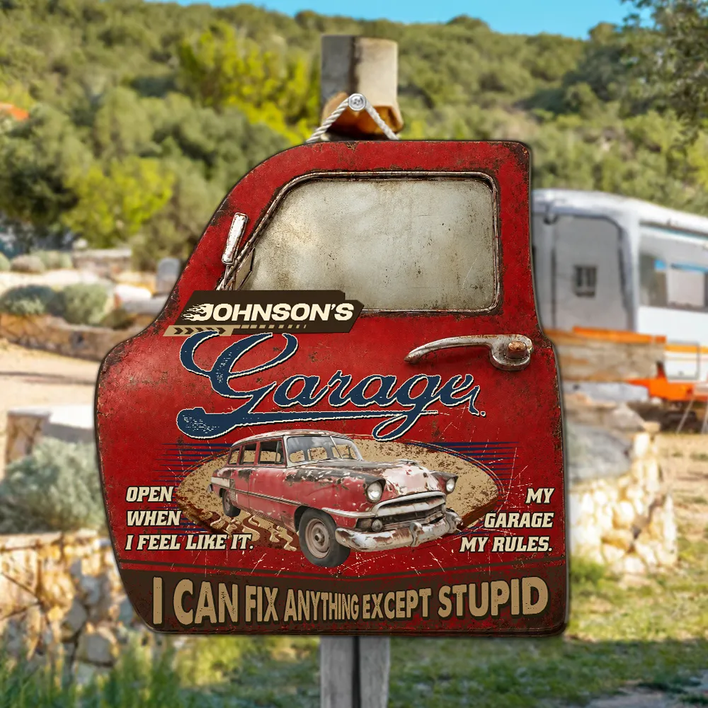 Personalized Wooden Sign, Vintage Garage Car Door Decor, Unique Creative Gift for Car Enthusiast - Image 2