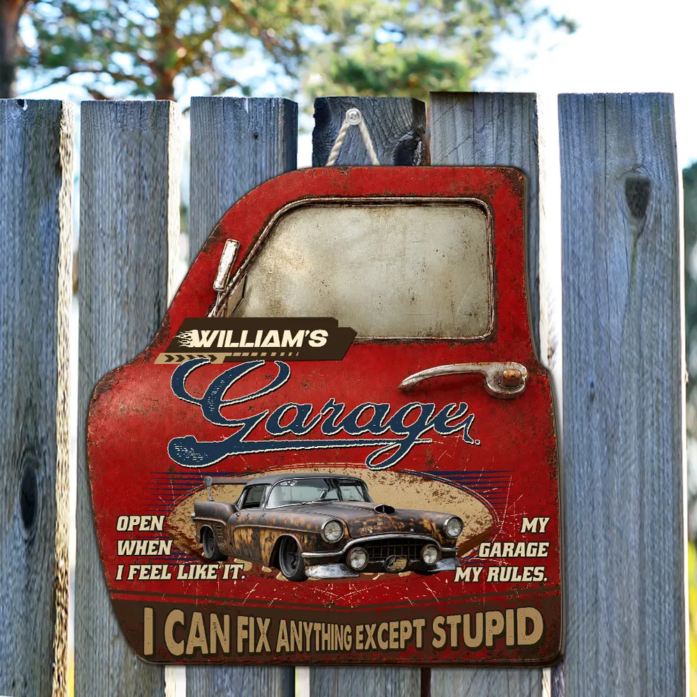 Personalized Wooden Sign, Vintage Garage Car Door Decor, Unique Creative Gift for Car Enthusiast - Image 3