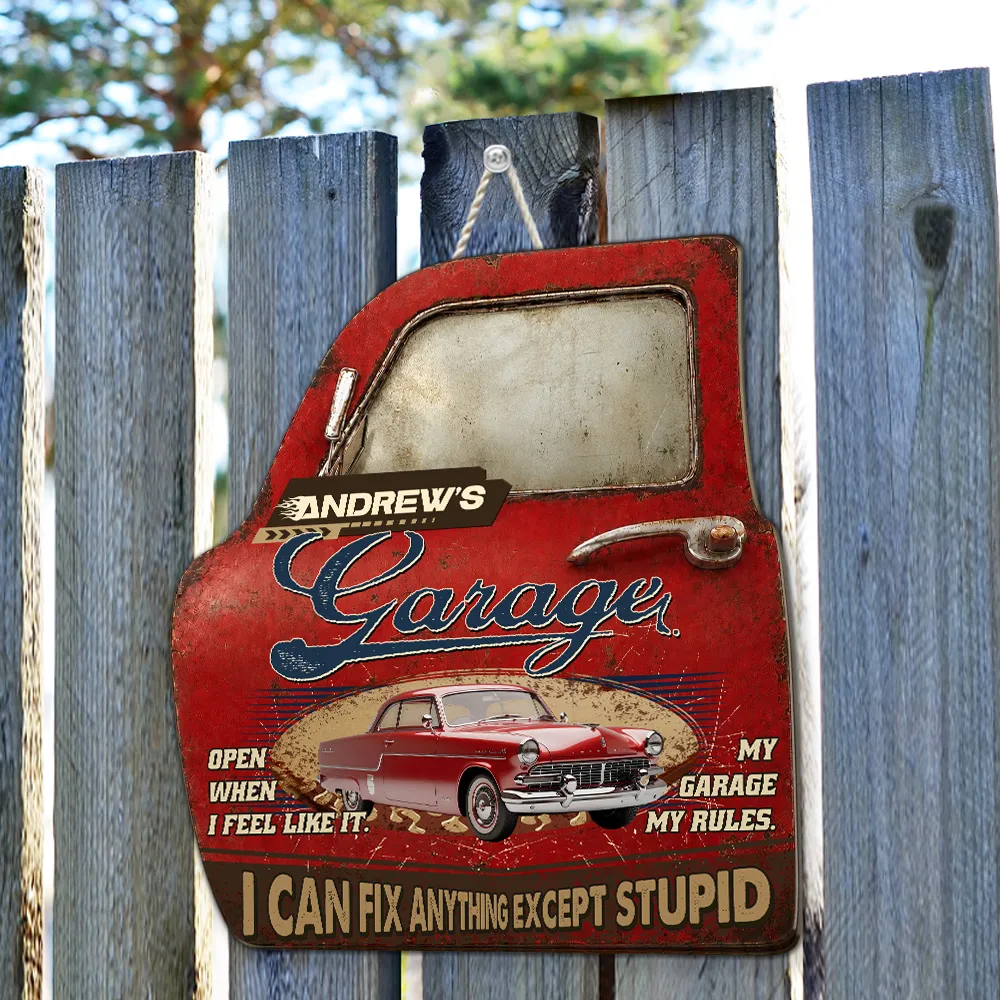 Personalized Wooden Sign, Vintage Garage Car Door Decor, Unique Creative Gift for Car Enthusiast - Image 5