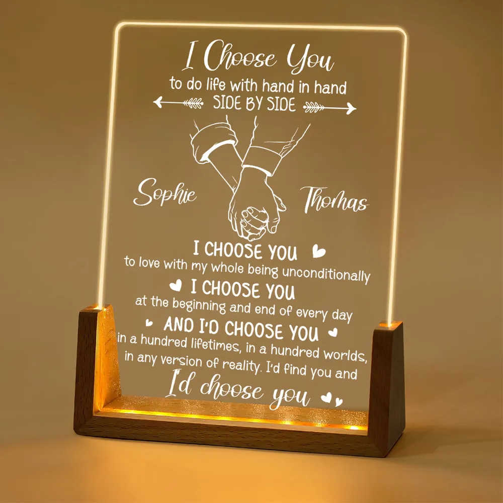 Personalized LED Light Frame, I Choose You Holding Hands Design, Unique Creative Gift for Partner - Image 2