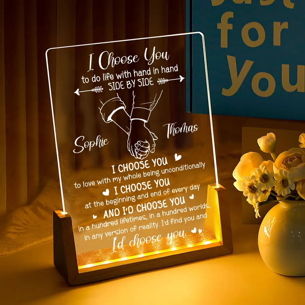 Personalized LED Light Frame, I Choose You Holding Hands Design, Unique Creative Gift for Partner - Image 6