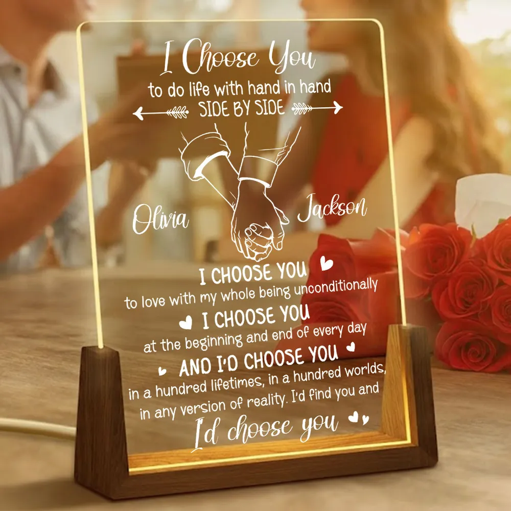 Personalized LED Light Frame, I Choose You Holding Hands Design, Unique Creative Gift for Partner - Image 7