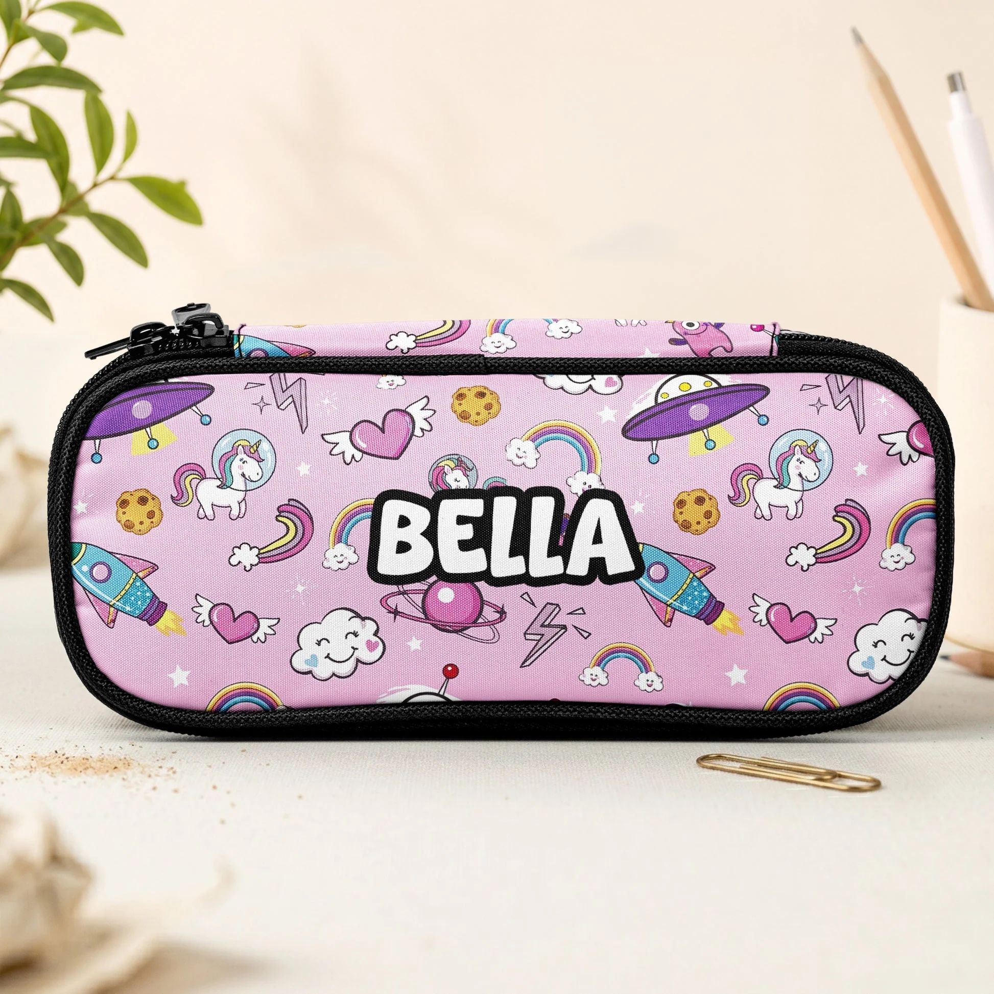 Personalized Full Print Pencil Case with Cartoon Truck, Dinosaur & Unicorn Patterns, Unique Creative Gift for Kids - Image 3