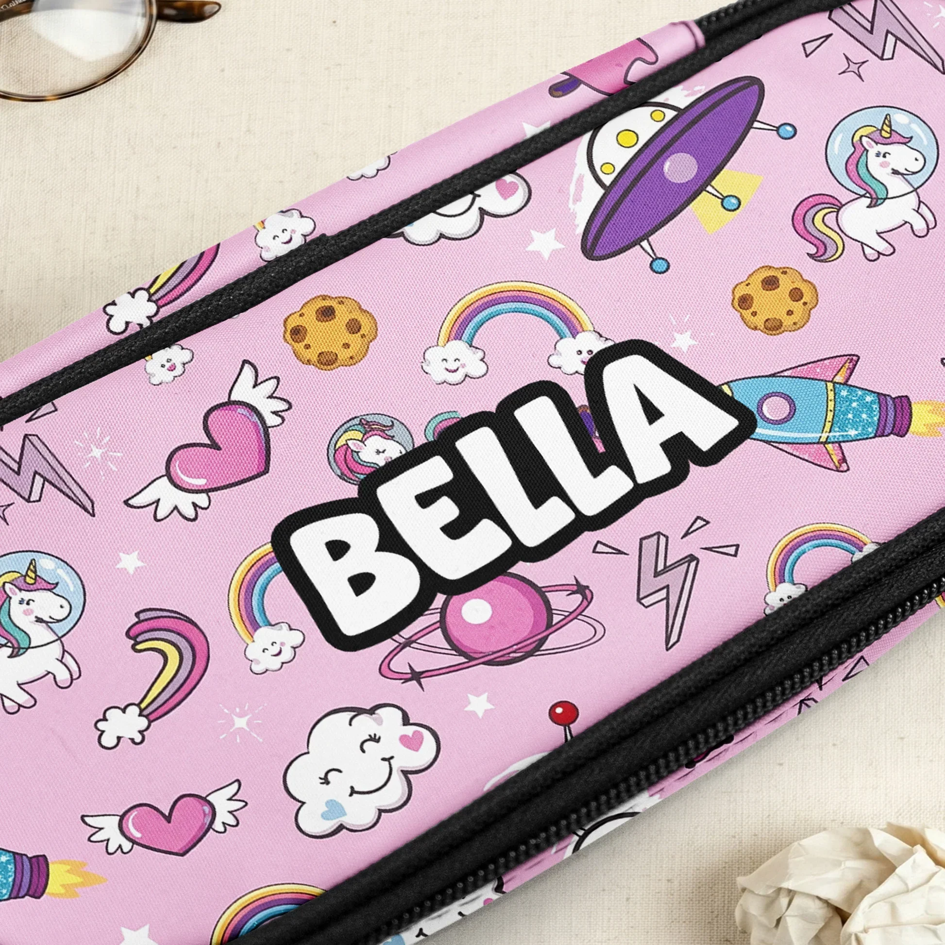 Personalized Full Print Pencil Case with Cartoon Truck, Dinosaur & Unicorn Patterns, Unique Creative Gift for Kids - Image 6