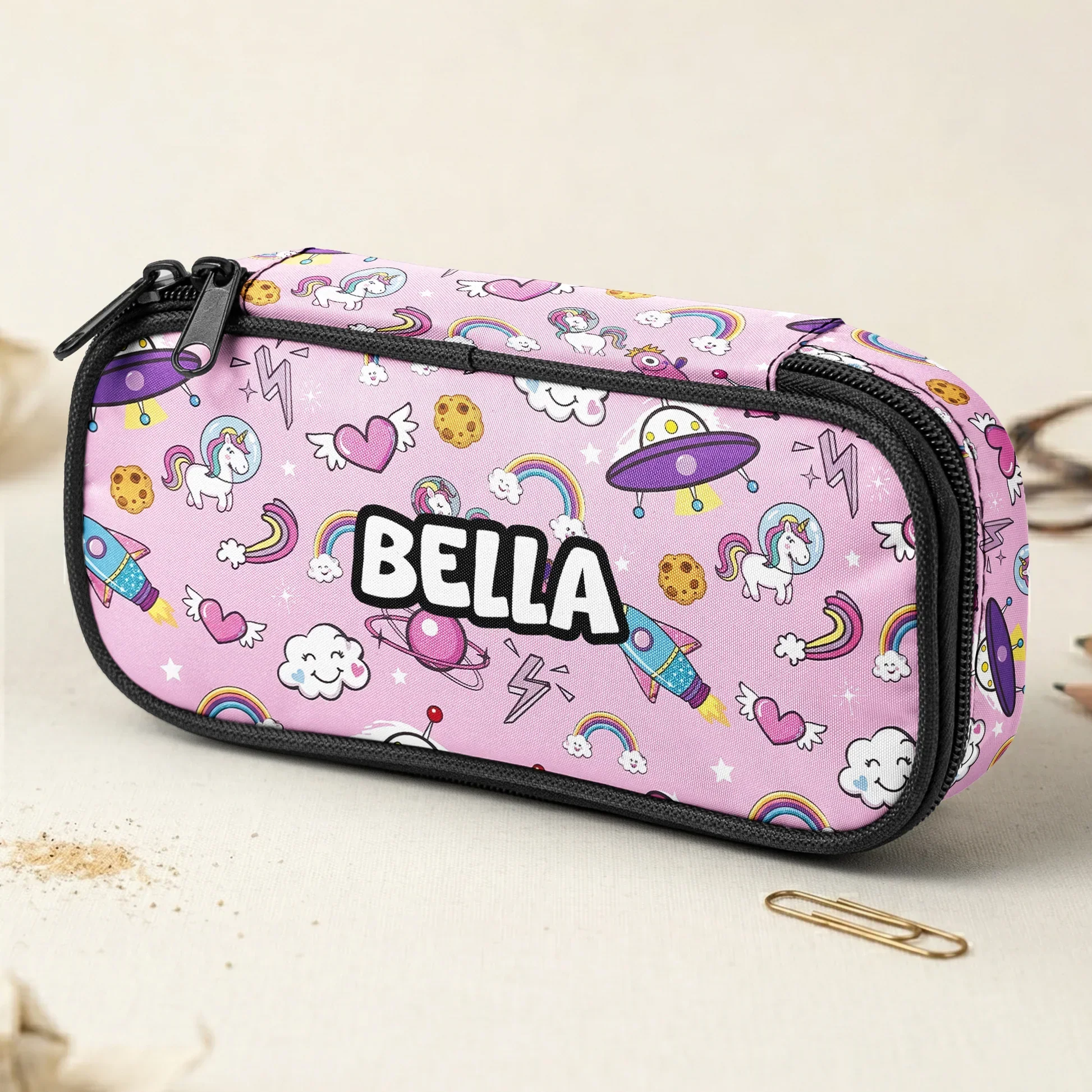 Personalized Full Print Pencil Case with Cartoon Truck, Dinosaur & Unicorn Patterns, Unique Creative Gift for Kids - Image 7