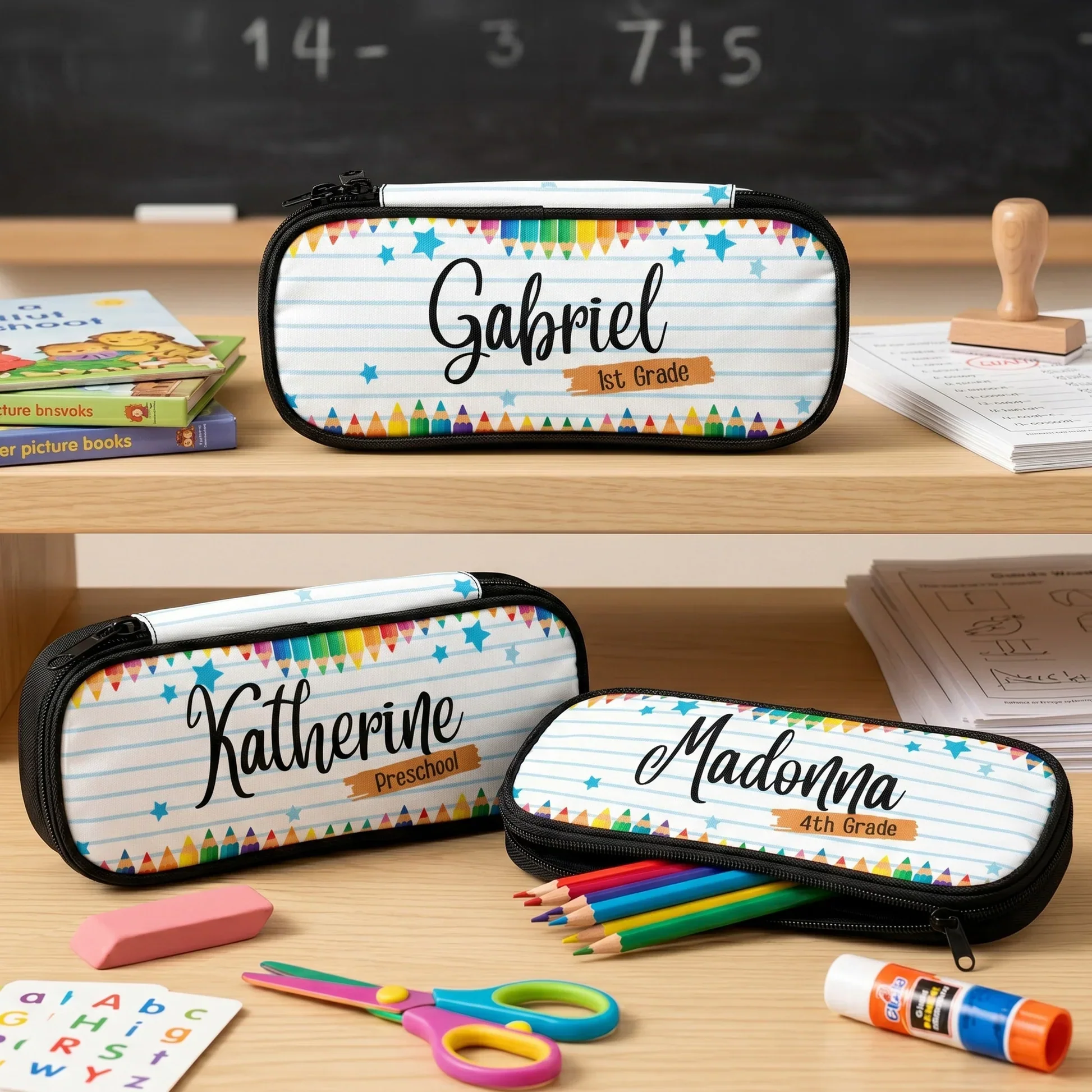 Personalized Pencil Case, Colorful School Design, Unique Back To School Gift For Kids - Image 2