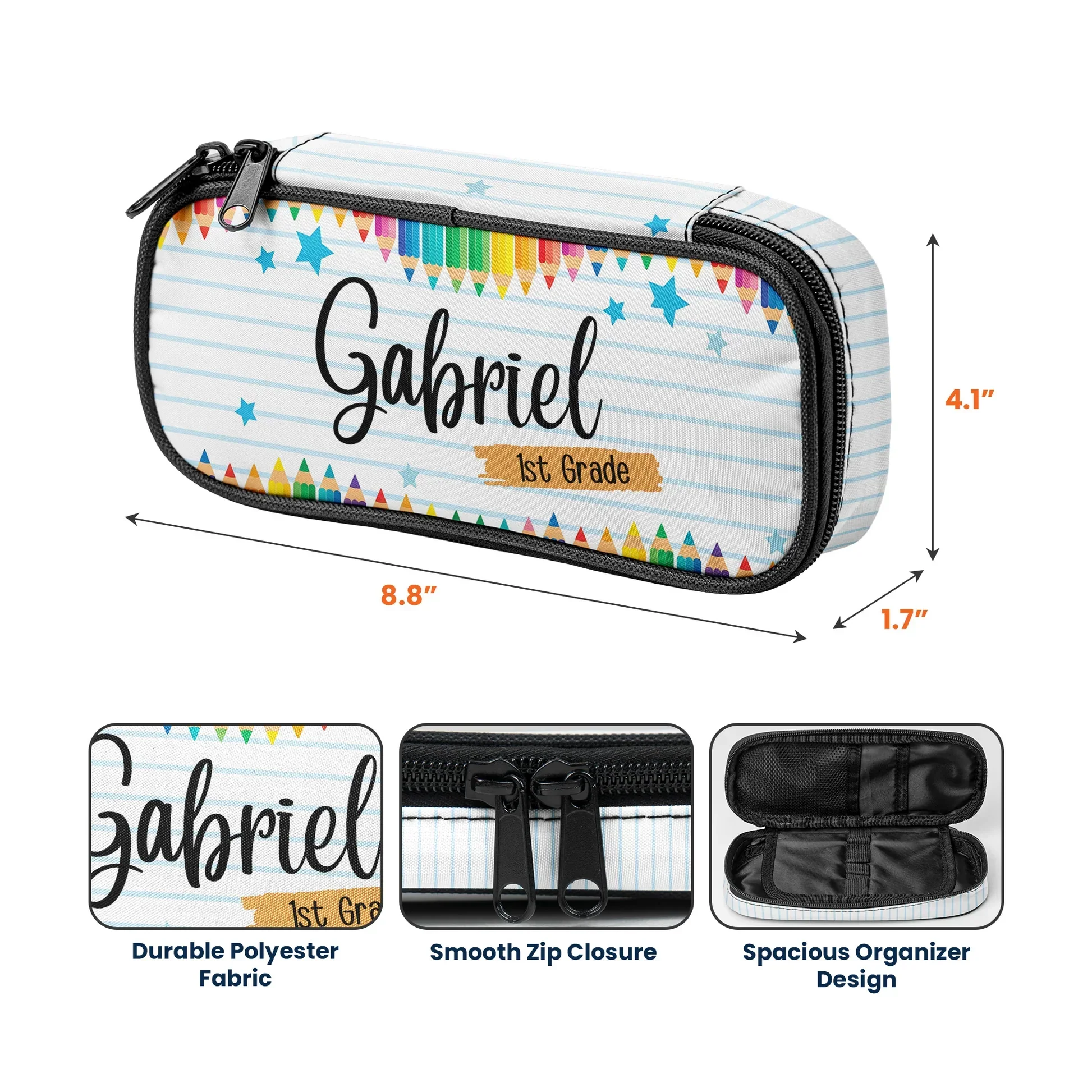 Personalized Pencil Case, Colorful School Design, Unique Back To School Gift For Kids - Image 4