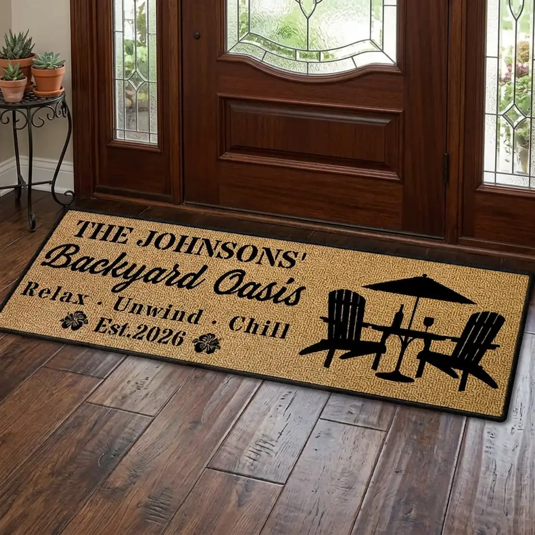 Personalized Standard Doormat with Relax Unwind Chill Patio Design, Creative Gift for Outdoor Entryway