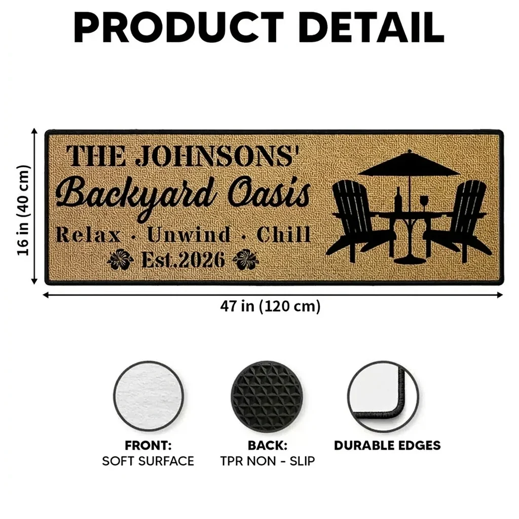 Personalized Standard Doormat with Relax Unwind Chill Patio Design, Creative Gift for Outdoor Entryway - Image 4