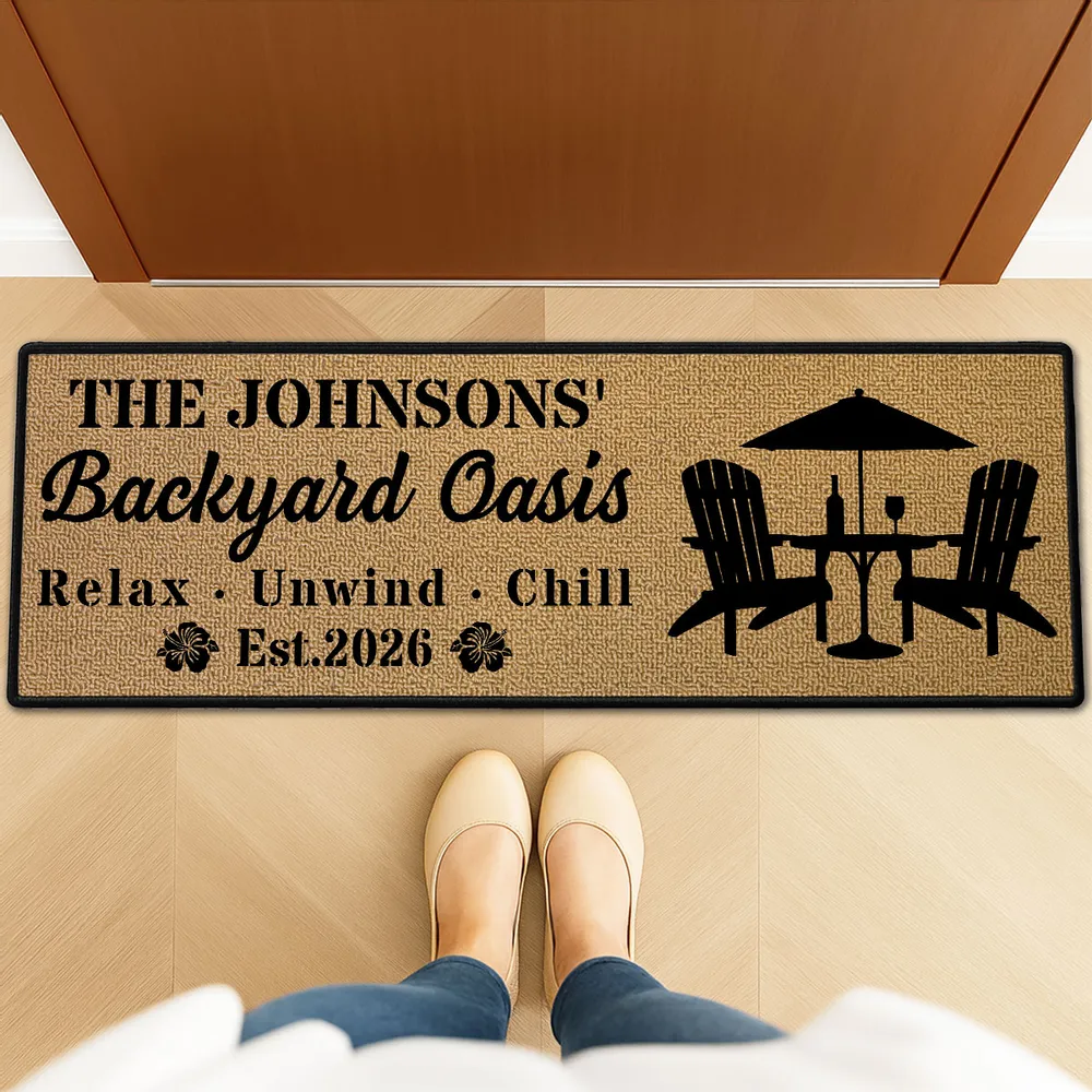 Personalized Standard Doormat with Relax Unwind Chill Patio Design, Creative Gift for Outdoor Entryway - Image 5