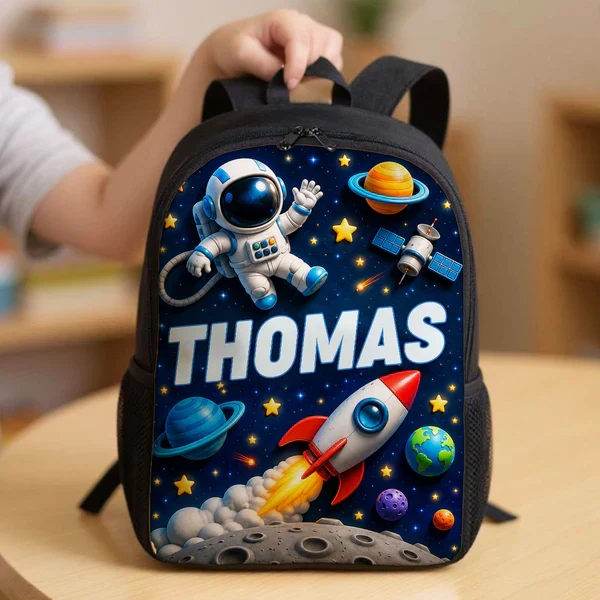 Personalized Kids School Backpack with Space or Unicorn Art, Unique Creative Gift for Back to School - Image 6