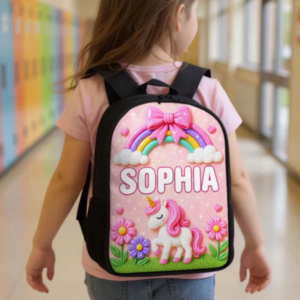 Personalized Kids School Backpack with Space or Unicorn Art, Unique Creative Gift for Back to School - Image 8