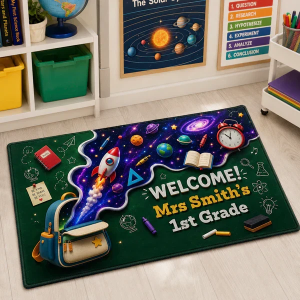 Personalized Standard Doormat, Space Adventure Classroom Welcome, Unique Teacher Gift for School Entry - Image 5