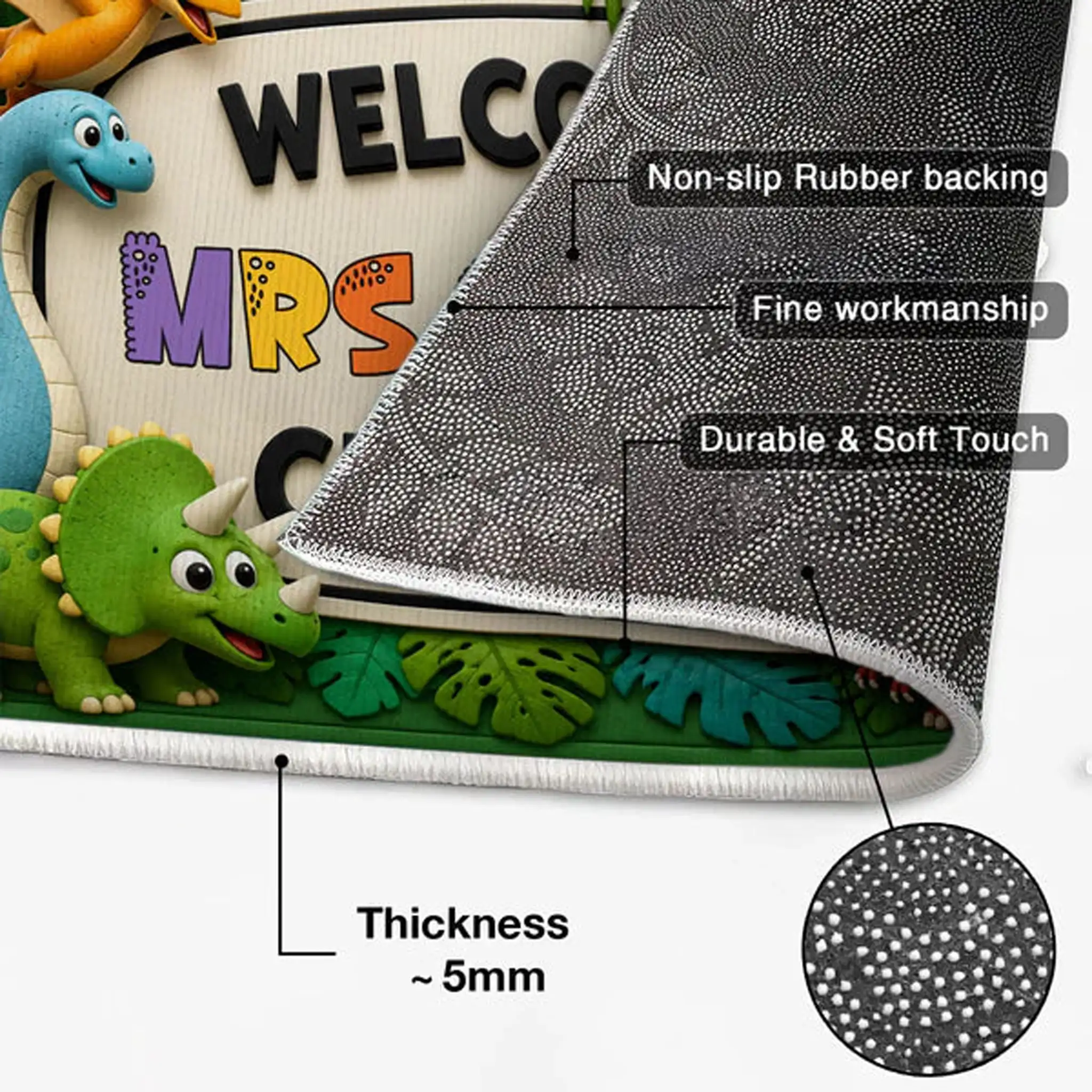 Personalized Standard Doormat with Safari Dinosaurs, Unique Teacher Gift for Classroom Entry - Image 4
