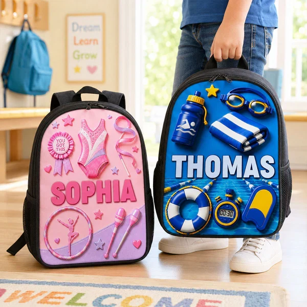 Kids School Backpack, Personalized Sports Design for Classroom Days, Unique Gift for Son or Daughter - Image 3