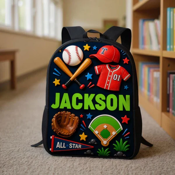 Kids School Backpack, Personalized Sports Design for Classroom Days, Unique Gift for Son or Daughter - Image 4
