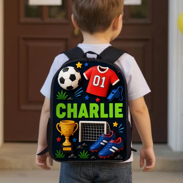 Kids School Backpack, Personalized Sports Design for Classroom Days, Unique Gift for Son or Daughter - Image 6