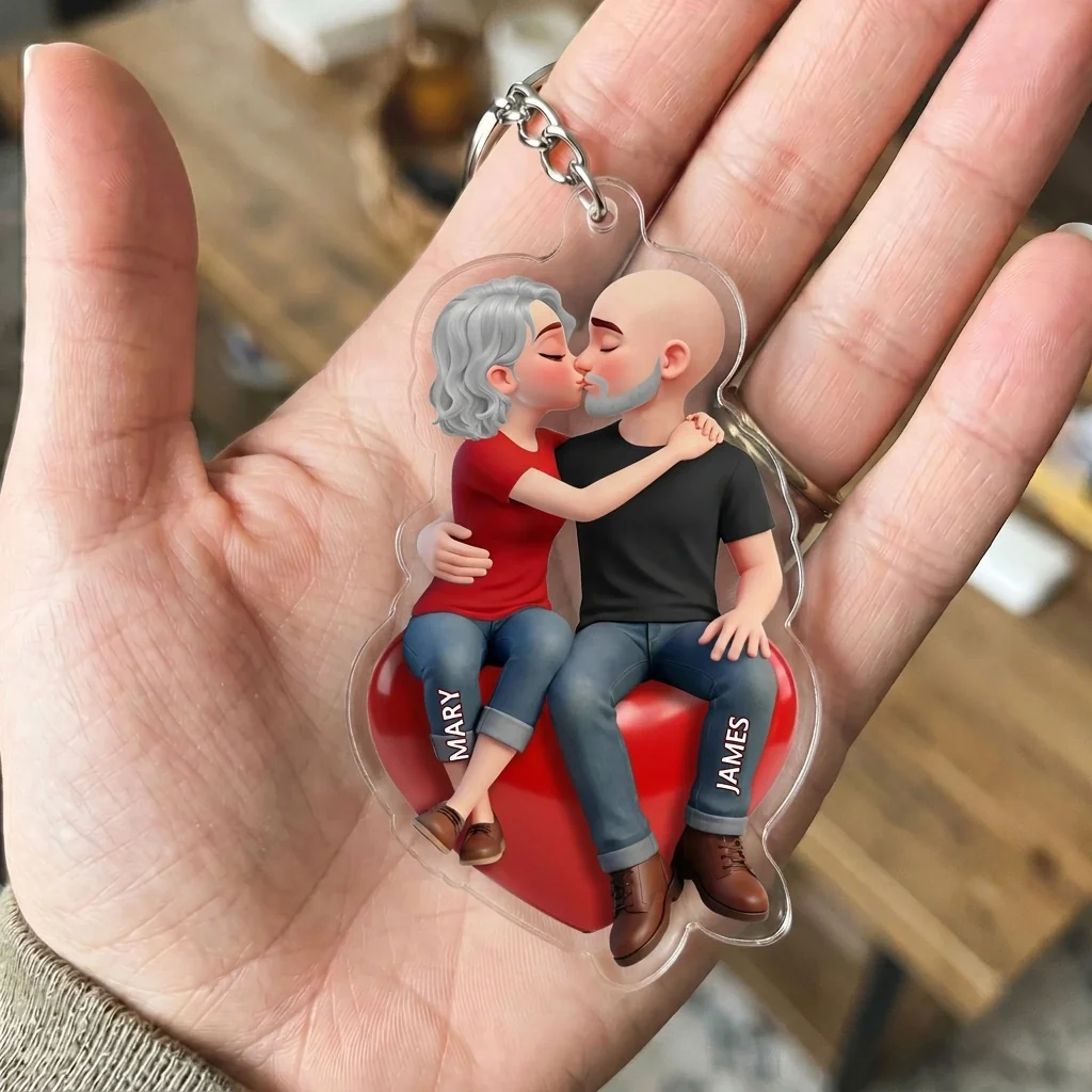 Personalized Acrylic Car Hanger, Romantic Couple Kiss Car Mirror Decor, Unique Gift for Boyfriend - Image 5