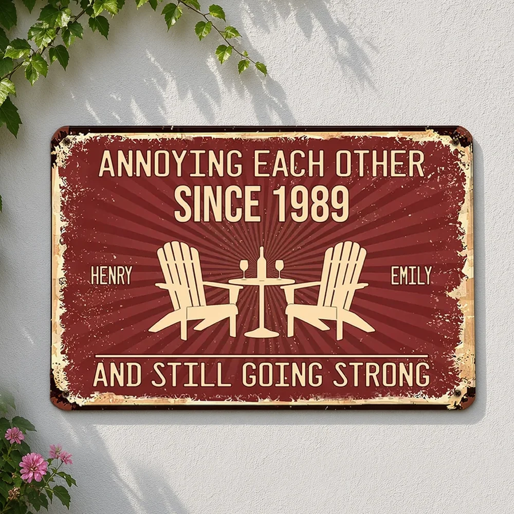 Personalized Rectangular Iron Sign, Vintage Couple Humor With Adirondack Chairs, Unique Gift for Couple