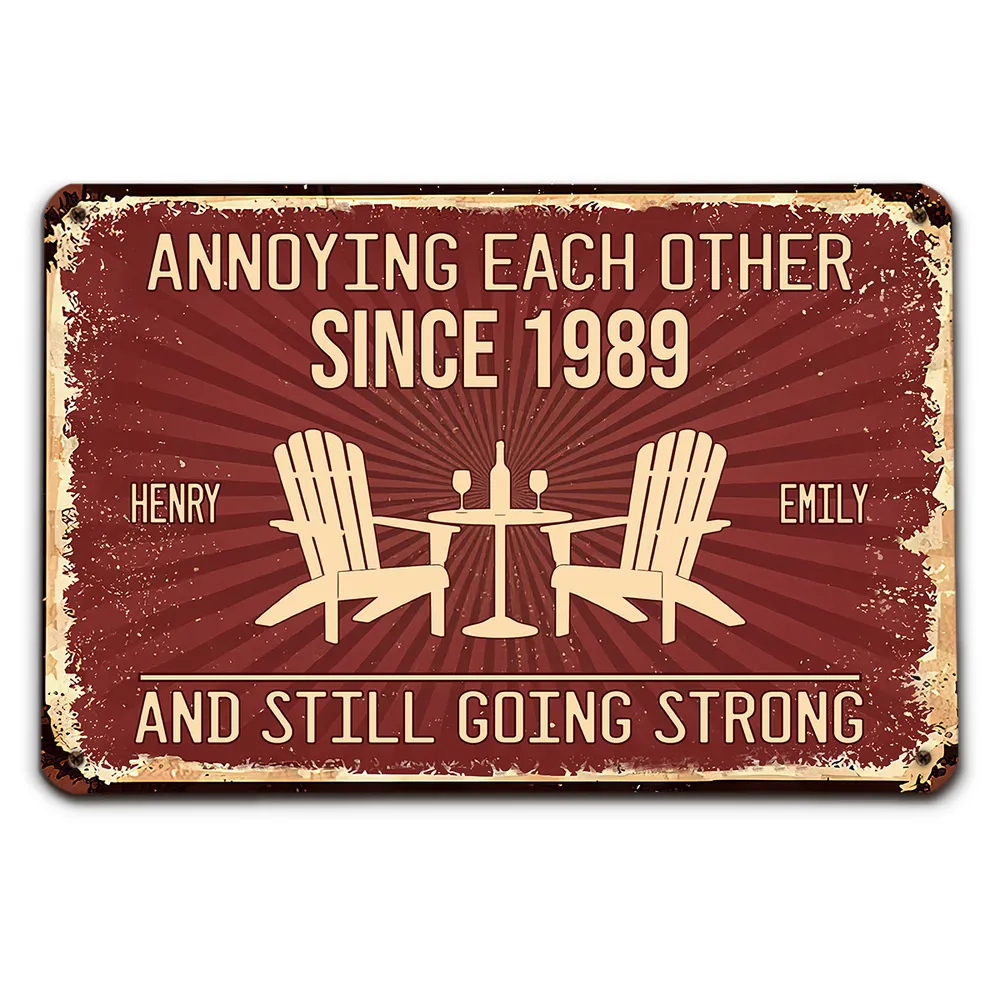 Personalized Rectangular Iron Sign, Vintage Couple Humor With Adirondack Chairs, Unique Gift for Couple - Image 2