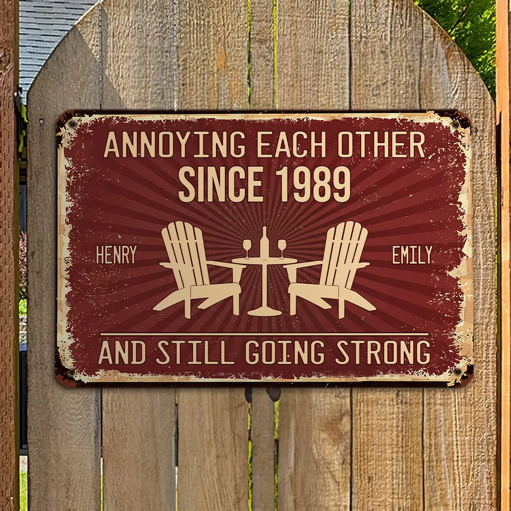Personalized Rectangular Iron Sign, Vintage Couple Humor With Adirondack Chairs, Unique Gift for Couple - Image 3
