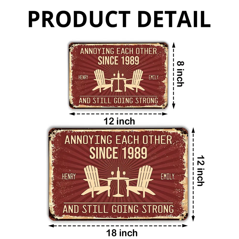 Personalized Rectangular Iron Sign, Vintage Couple Humor With Adirondack Chairs, Unique Gift for Couple - Image 4
