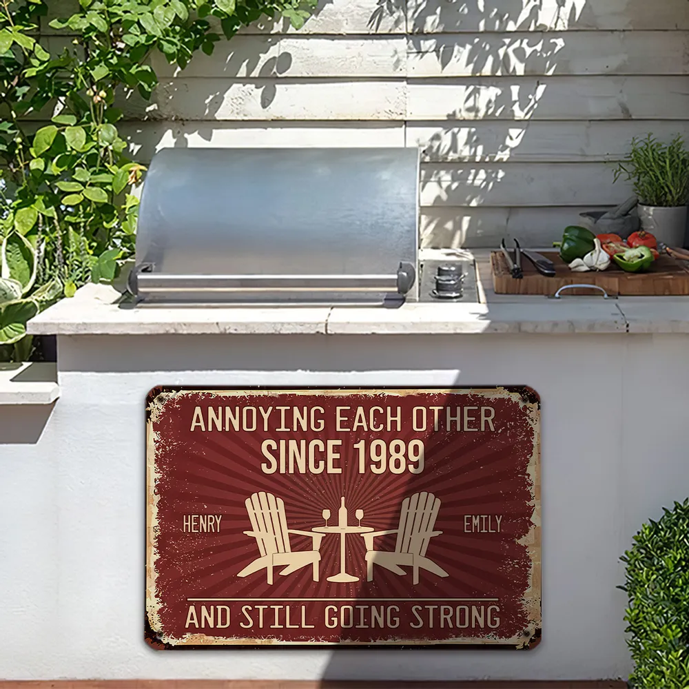 Personalized Rectangular Iron Sign, Vintage Couple Humor With Adirondack Chairs, Unique Gift for Couple - Image 5