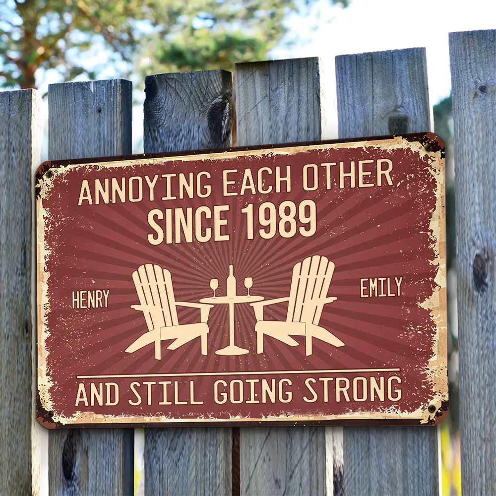 Personalized Rectangular Iron Sign, Vintage Couple Humor With Adirondack Chairs, Unique Gift for Couple - Image 7