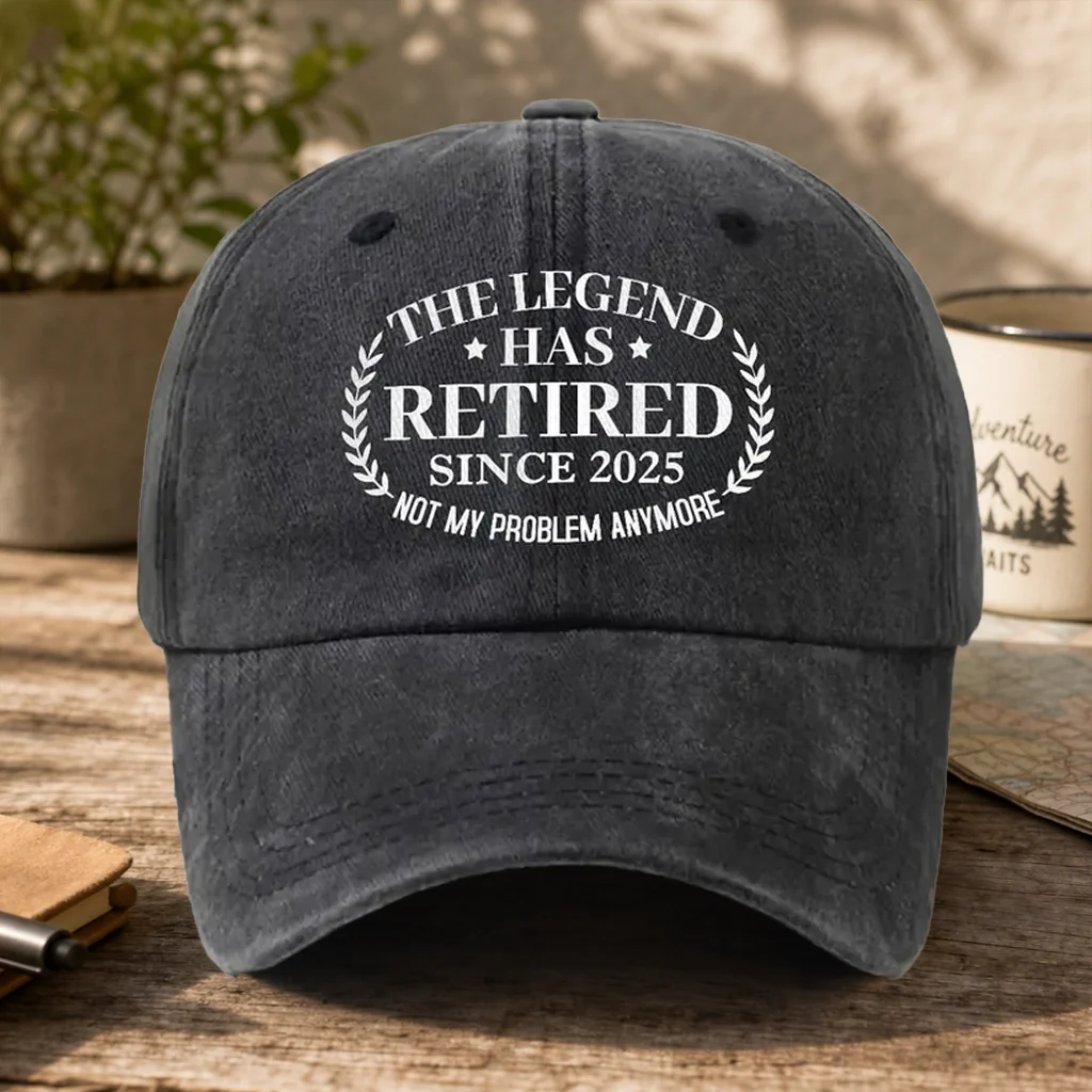 Personalized Washed Denim Baseball Cap, The Legend Has Retired Unique Gift for Retiree