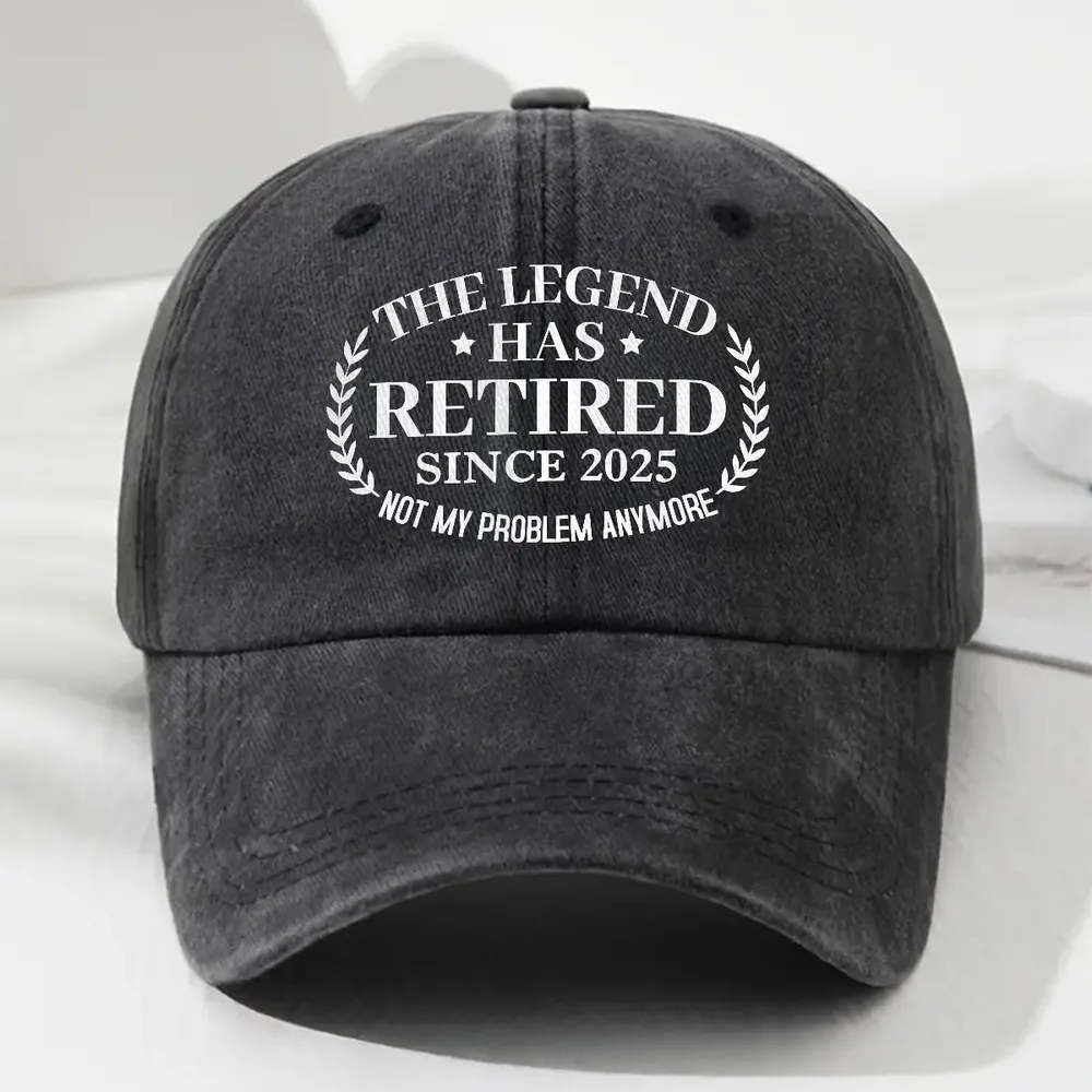 Personalized Washed Denim Baseball Cap, The Legend Has Retired Unique Gift for Retiree - Image 2