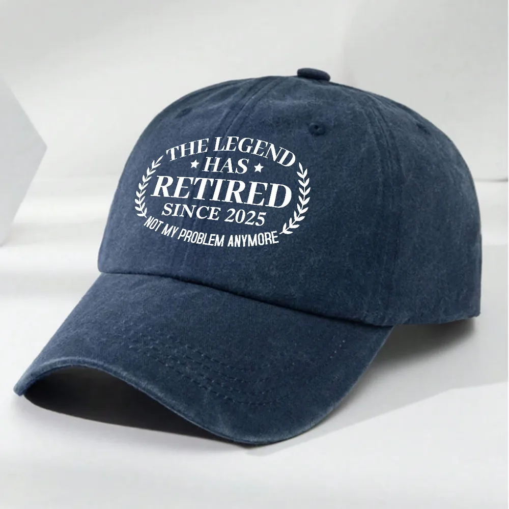 Personalized Washed Denim Baseball Cap, The Legend Has Retired Unique Gift for Retiree - Image 3