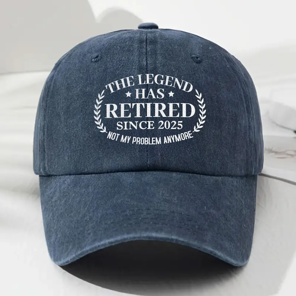 Personalized Washed Denim Baseball Cap, The Legend Has Retired Unique Gift for Retiree - Image 6