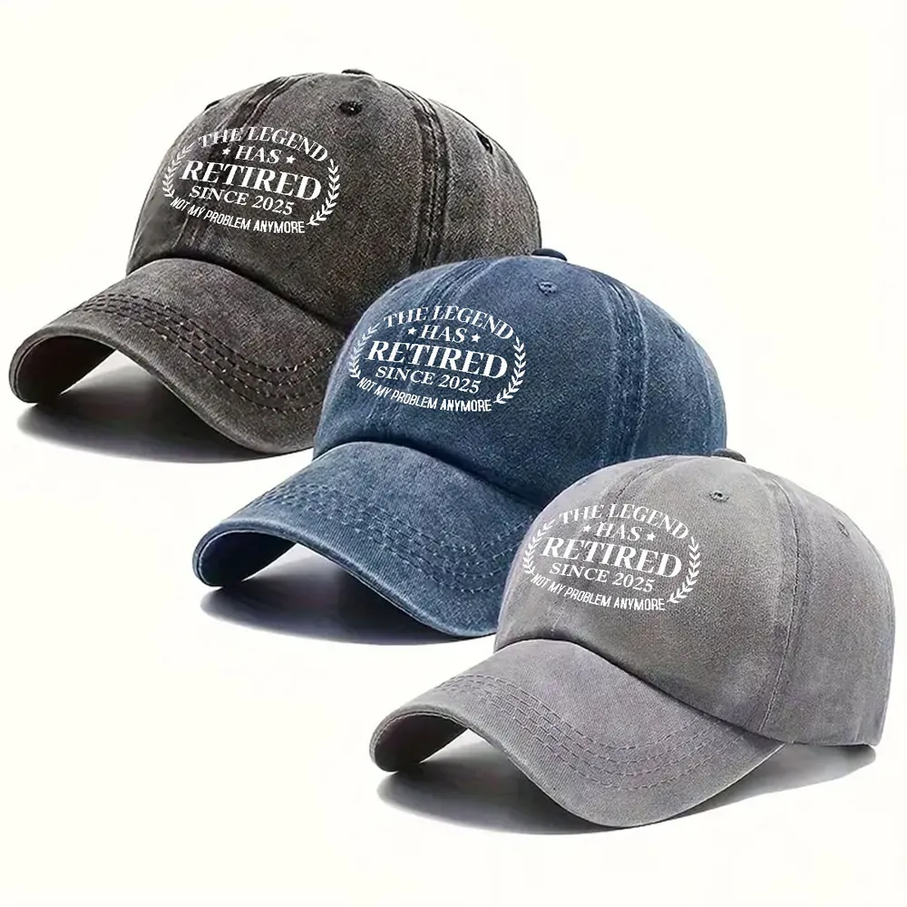 Personalized Washed Denim Baseball Cap, The Legend Has Retired Unique Gift for Retiree - Image 7