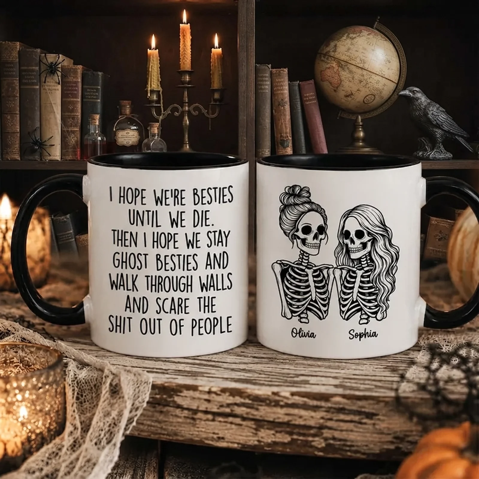 Funny Friendship Mug With Custom Ghost Friends Quote, Unique Creative Gift For Coworker