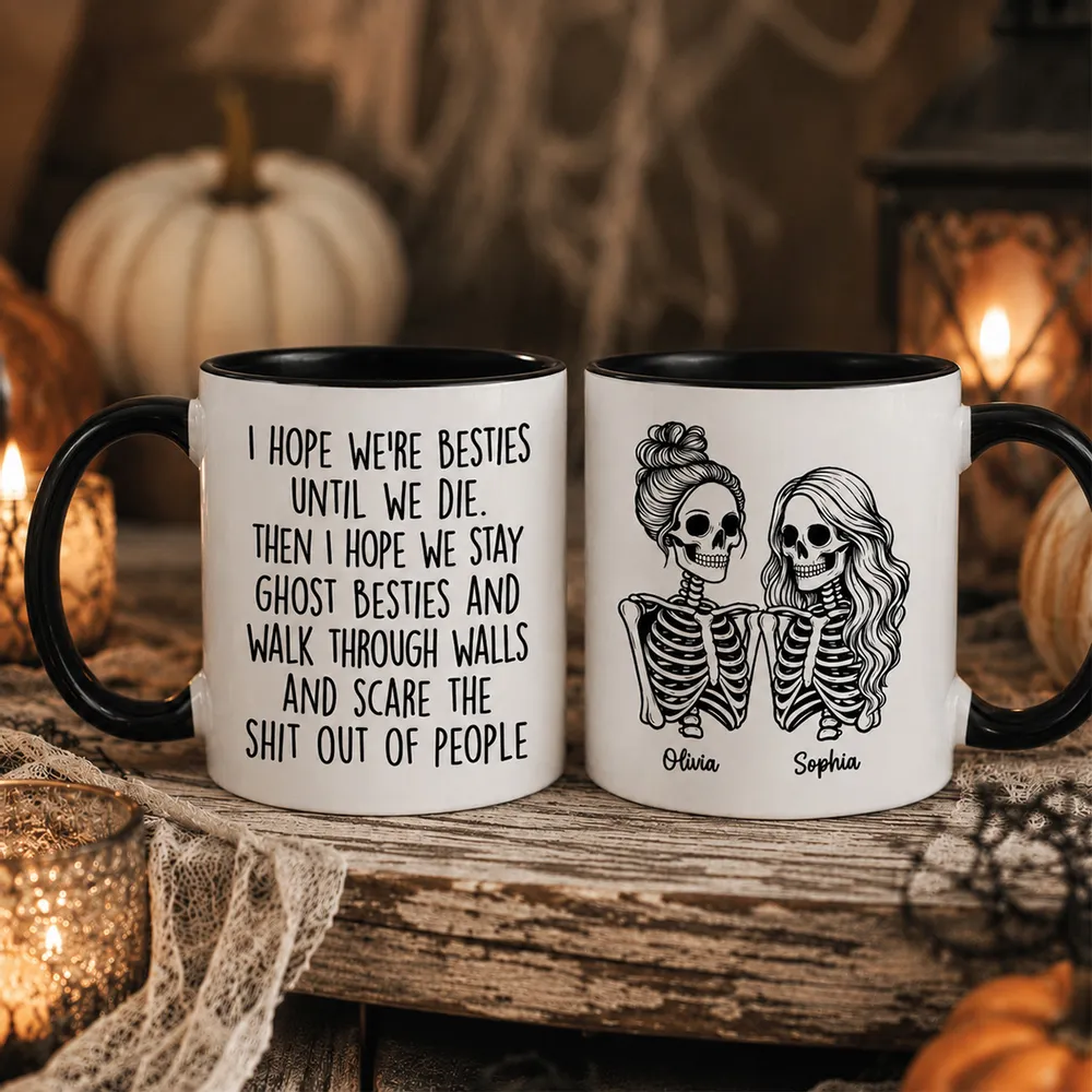 Funny Friendship Mug With Custom Ghost Friends Quote, Unique Creative Gift For Coworker - Image 2