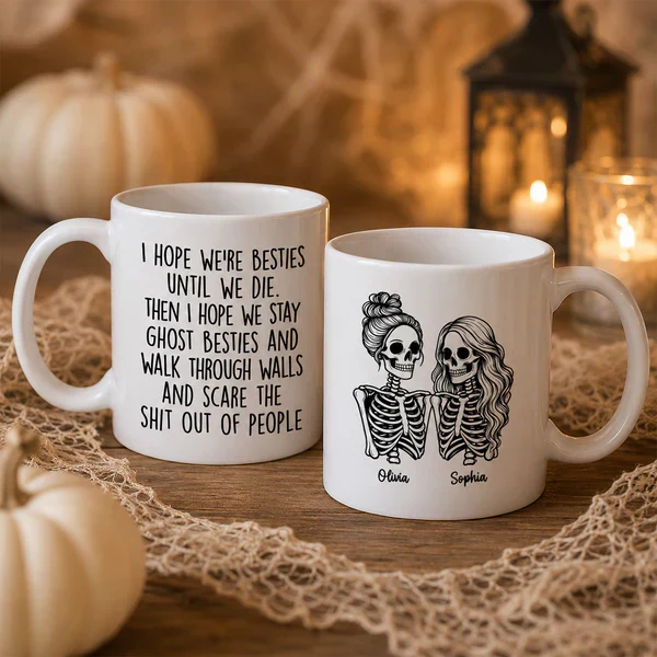 Funny Friendship Mug With Custom Ghost Friends Quote, Unique Creative Gift For Coworker - Image 4