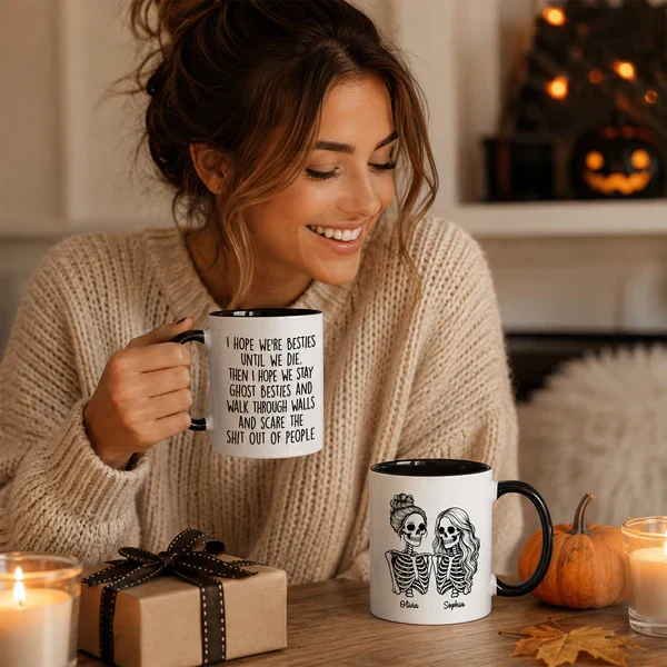 Funny Friendship Mug With Custom Ghost Friends Quote, Unique Creative Gift For Coworker - Image 5