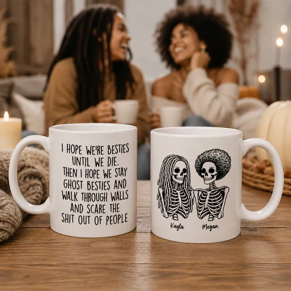 Funny Friendship Mug With Custom Ghost Friends Quote, Unique Creative Gift For Coworker - Image 7