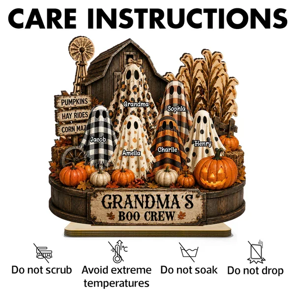 Personalized 2-Layer Wooden Plaque With Grandma's Boo Crew Pumpkin Patch, Unique Halloween Gift for Grandma - Image 5