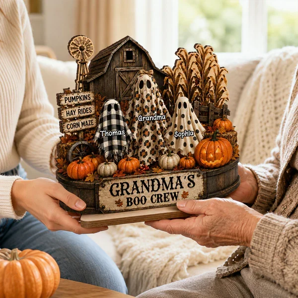 Personalized 2-Layer Wooden Plaque With Grandma's Boo Crew Pumpkin Patch, Unique Halloween Gift for Grandma - Image 6