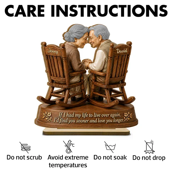 Personalized 2-Layer Wooden Plaque, Growing Old Couple in Rocking Chairs, Unique Anniversary Gift for Couple - Image 5