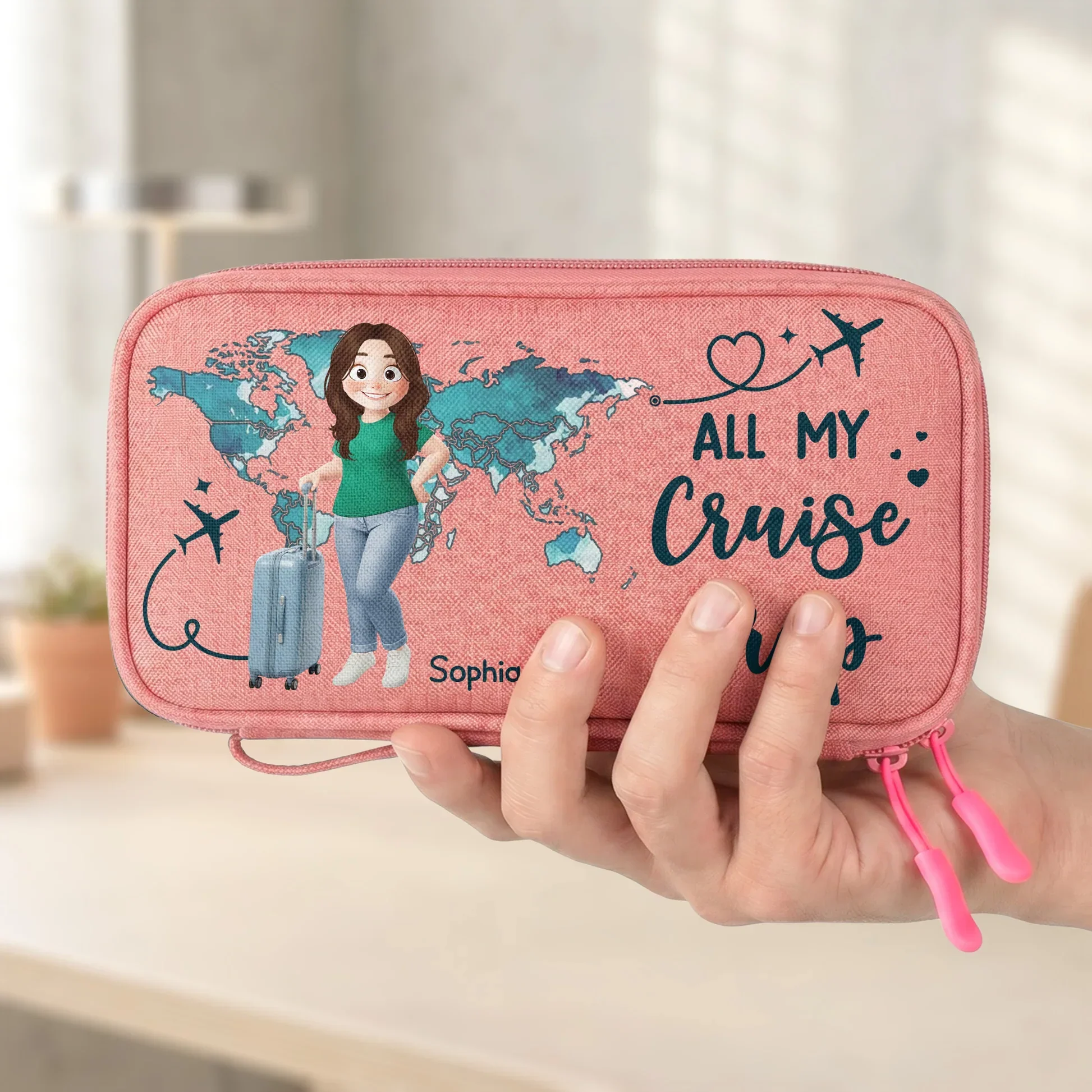 Personalized Oxford Cable Organizer with All My Cruise Crap Art, Unique Gift for Cruise Lover - Image 7