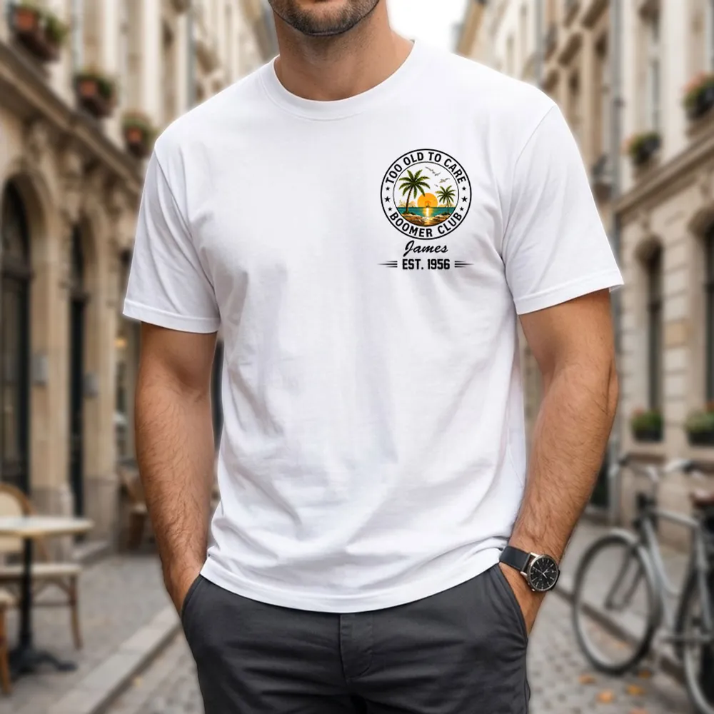 Classic Tee with Beach Boomer Club Artwork, Custom Funny Shirt, Creative Gift for Grandpa - Image 2