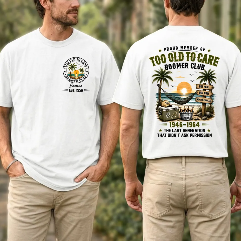 Classic Tee with Beach Boomer Club Artwork, Custom Funny Shirt, Creative Gift for Grandpa - Image 3